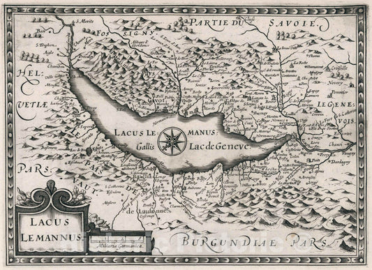 Historic Map : Switzerland,Lacus Lemannus 1636 , Vintage Wall Art