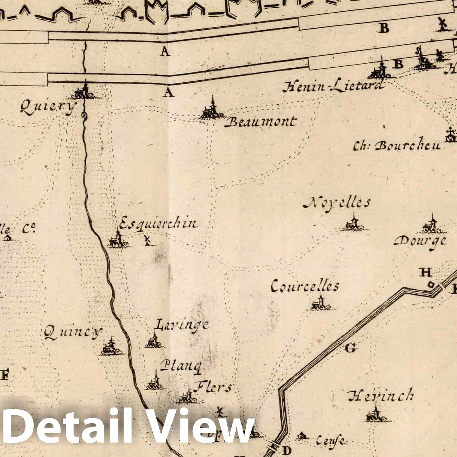 Battlefield of Vitty and Montigny, France - Military Map, 1710