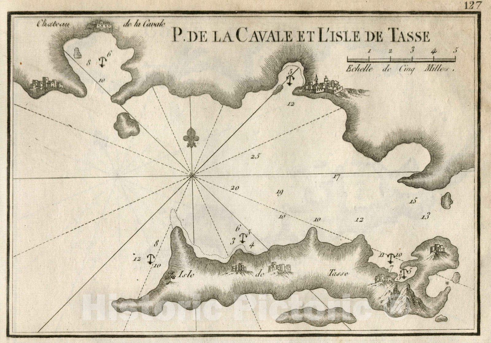 Historic Map : Port Cavale, Tasse Island Chart Map, Pl. 127. Port Cavale and Tasse Island. 1764 , Vintage Wall Art
