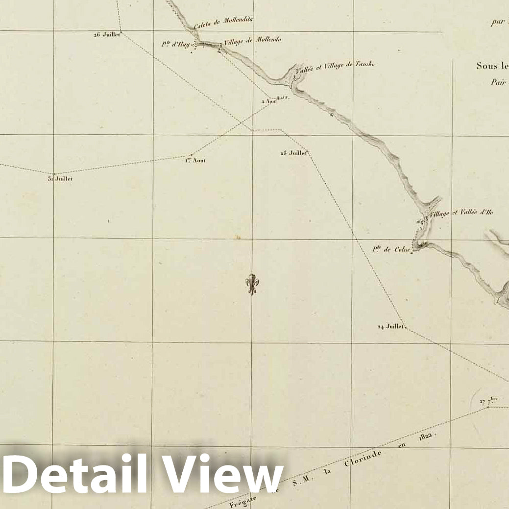 Peru Coast - Nautical Chart, 1824 - Historical Map Print