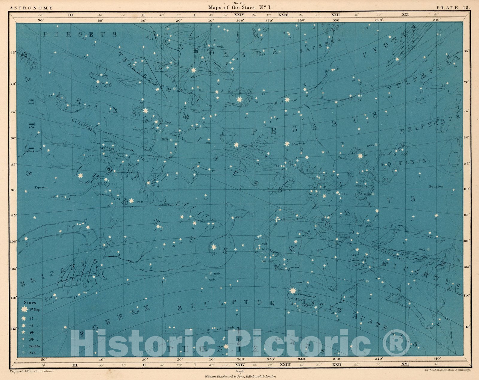 Historic Map : Plate 15. Maps of the Stars. No. 1, 1869 - Vintage Wall Art