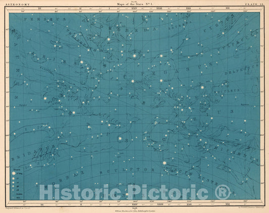 Historic Map : Plate 15. Maps of the Stars. No. 1, 1869 - Vintage Wall Art