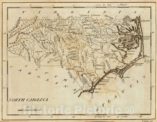 Historic Map : North Carolina. 1796 - Vintage Wall Art