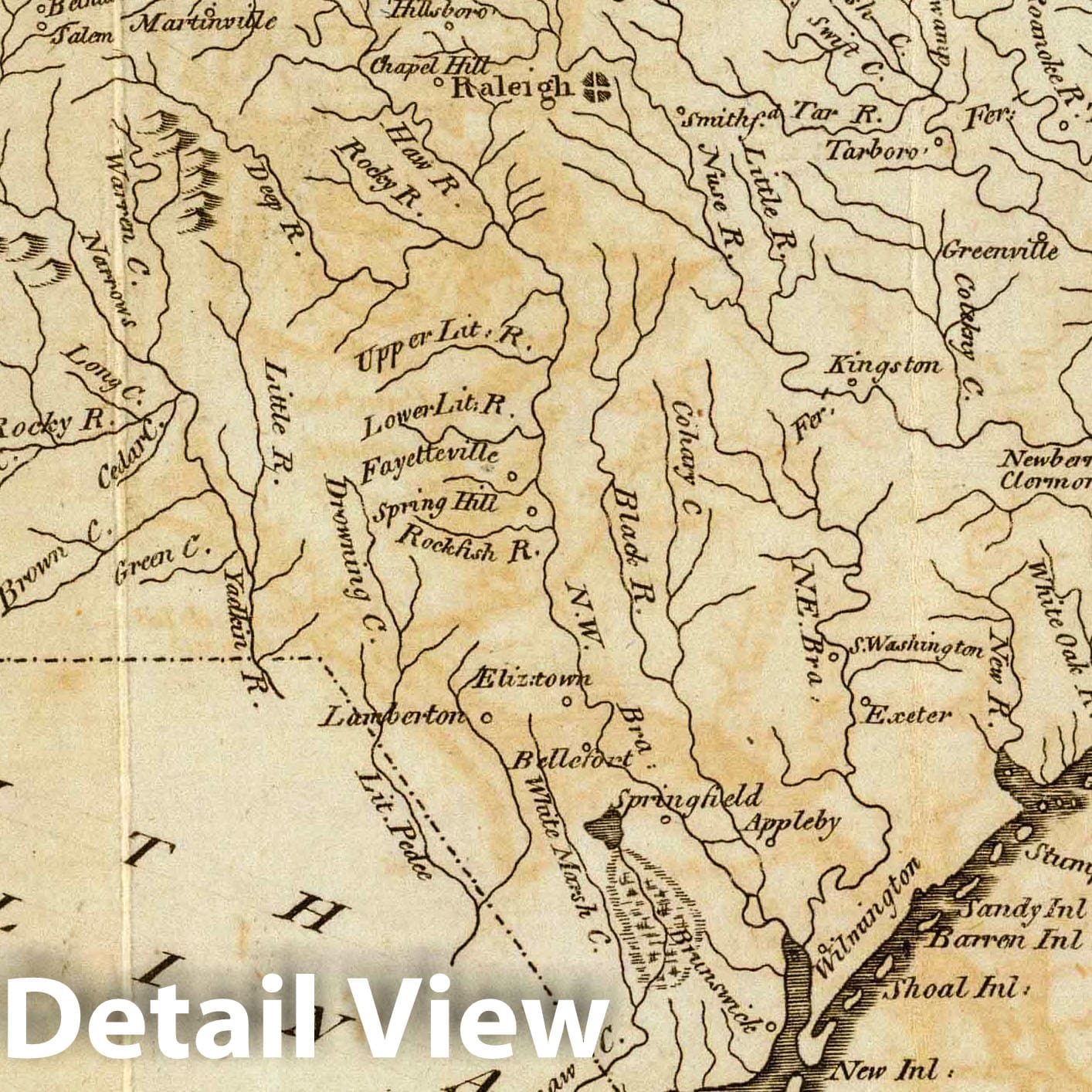 North Carolina, 1796 - Historical Map Print from Carey's American Pocket Atlas