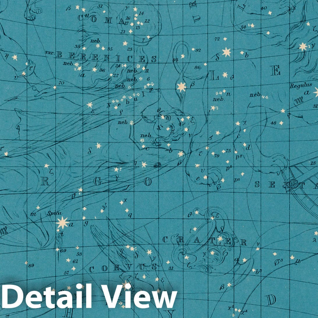 Star Maps - Celestial Map - Plate No. 17, 1869 - Historical Map Print