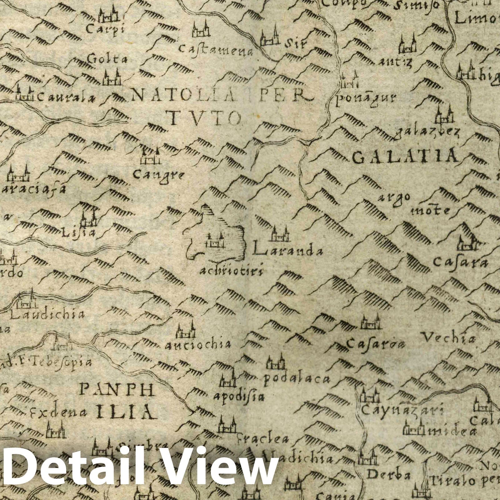 Turkey - Route Map, 1548 - Ptolemeo Geographia Historical Map Print