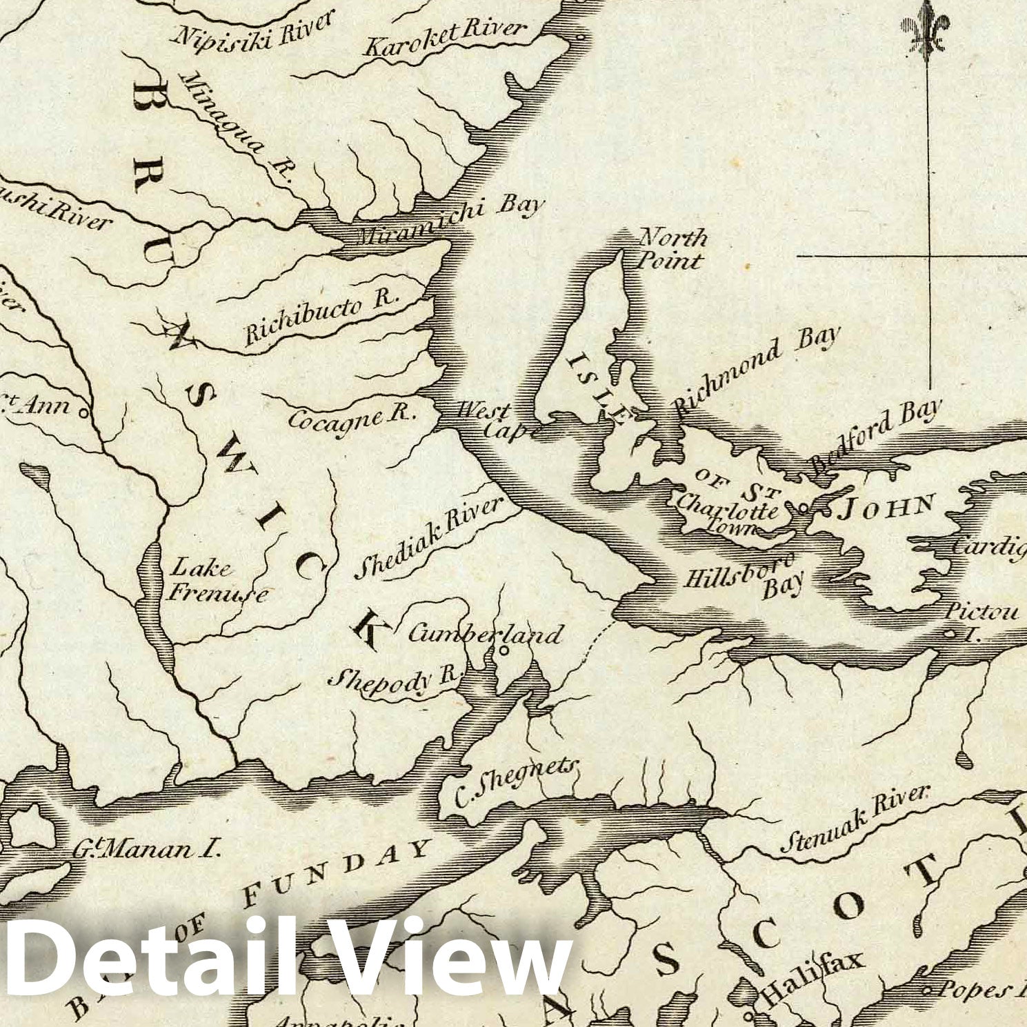 Nova Scotia, New Brunswick, and Cape Breton, 1794 - Historical Map Print