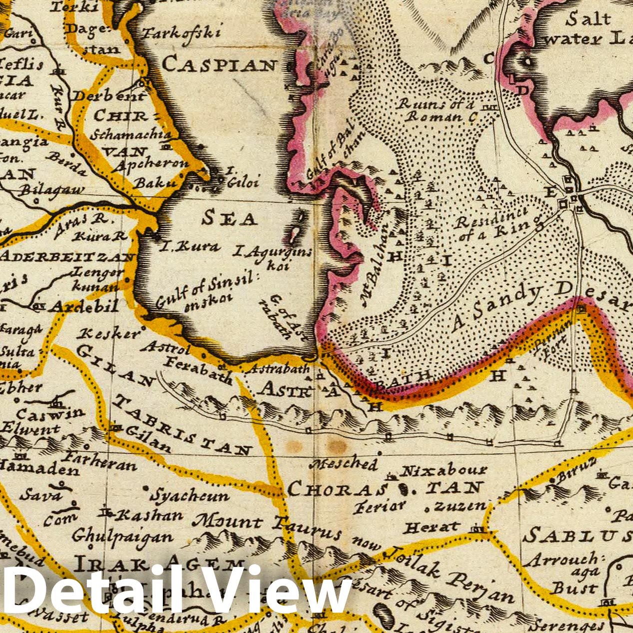 Persia, Caspian Sea, and Tartary - River Map, 1736 - Historical Map Reproduction