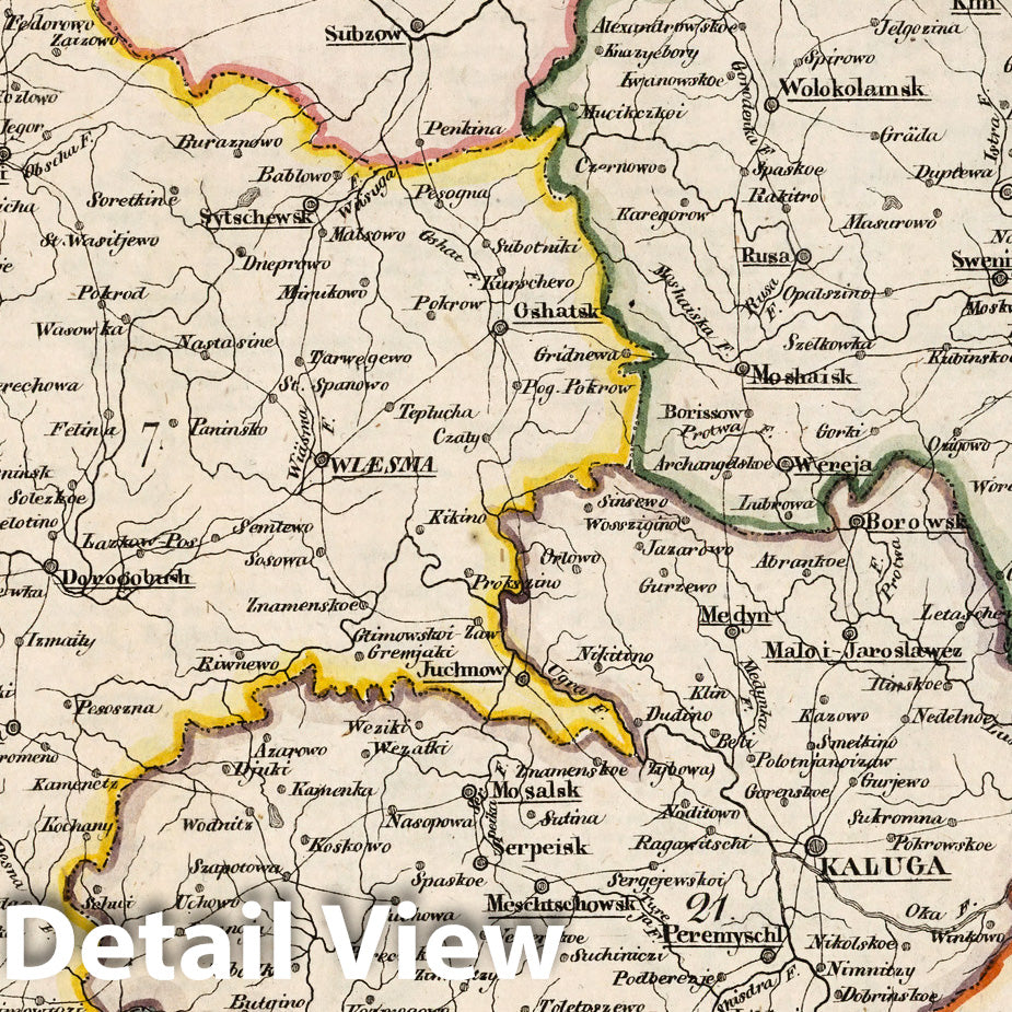 Russia: Moscow, Smolensk, Kaluga, 1829 - Historical Map Print