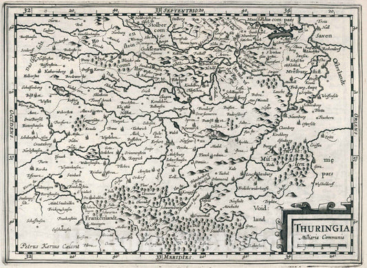 Historic Map : World Atlas Map, Thuringia 1636 - Vintage Wall Art