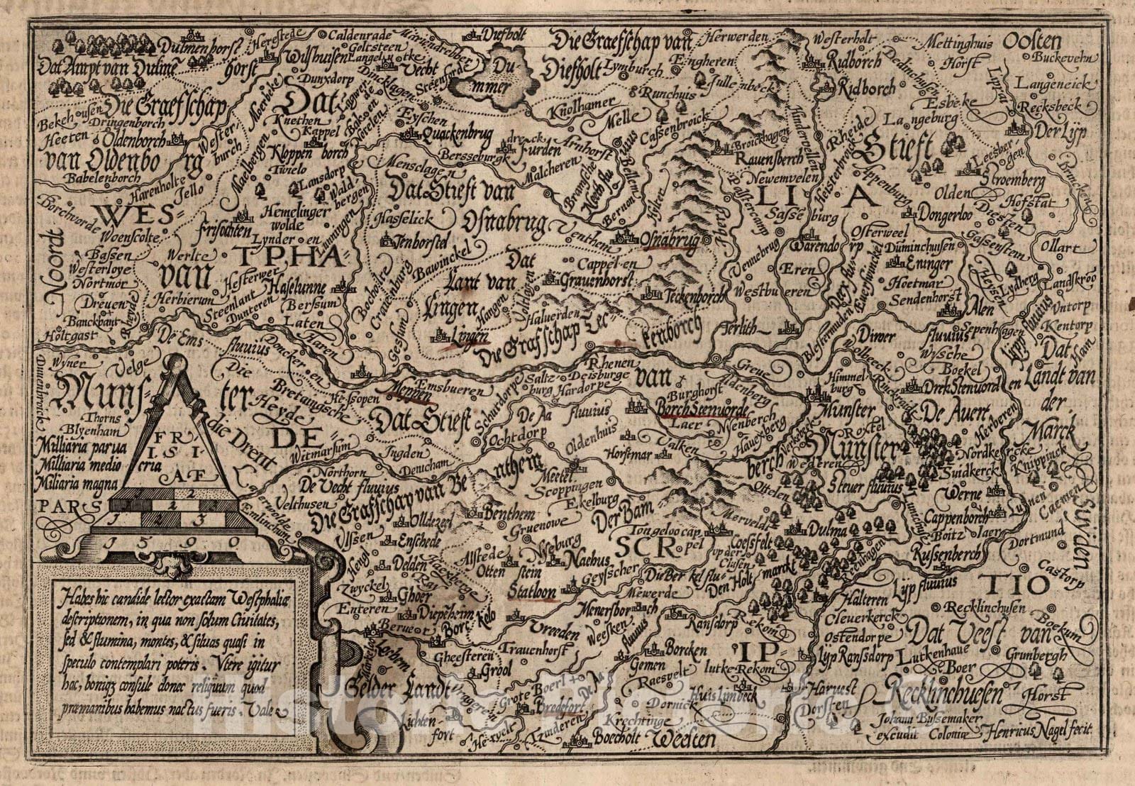 Historic Map : World Atlas Map, 35. (Bisthumb Muenster). 1600 - Vintage Wall Art