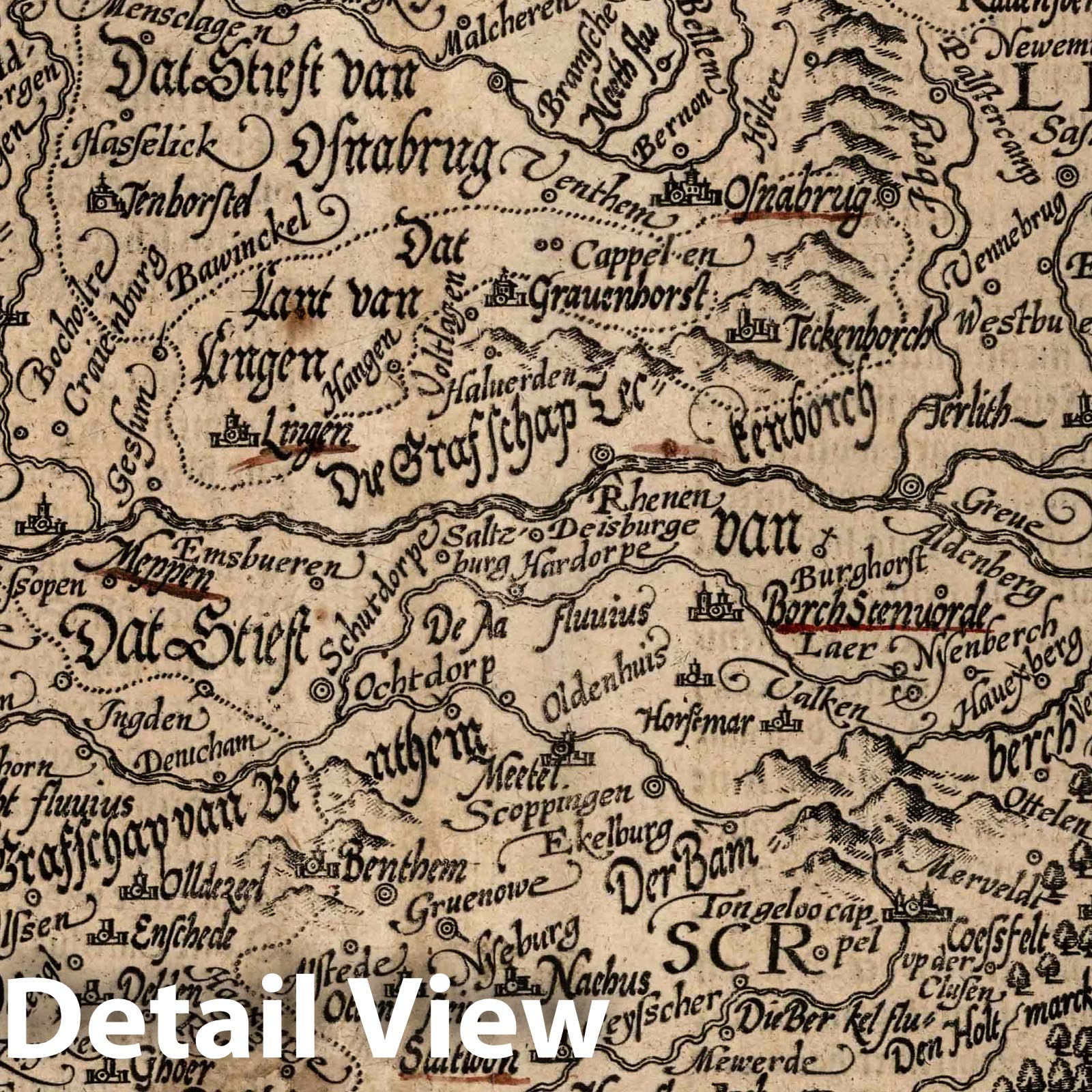 Bishopric of Munster, 1600 - Historical Map Print