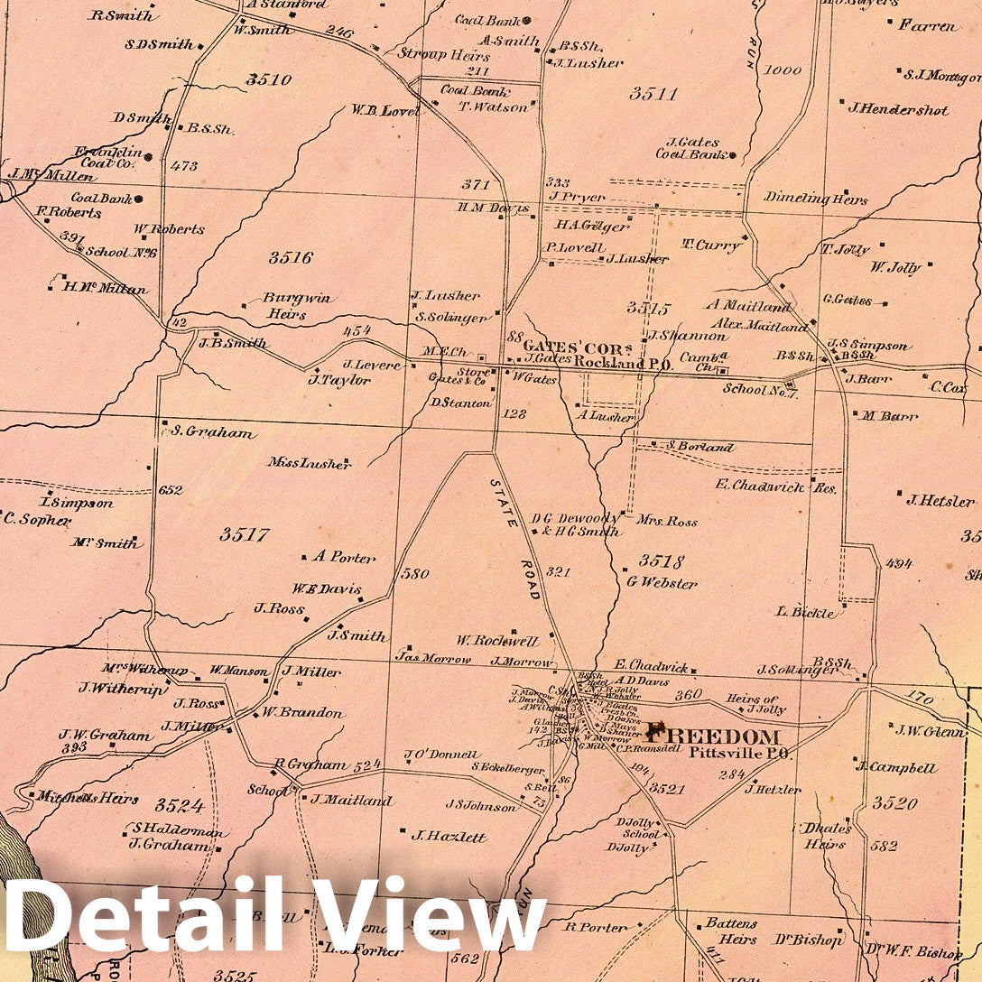 Rockland Township, Venango County, Pennsylvania 1865 - Historical Map Print