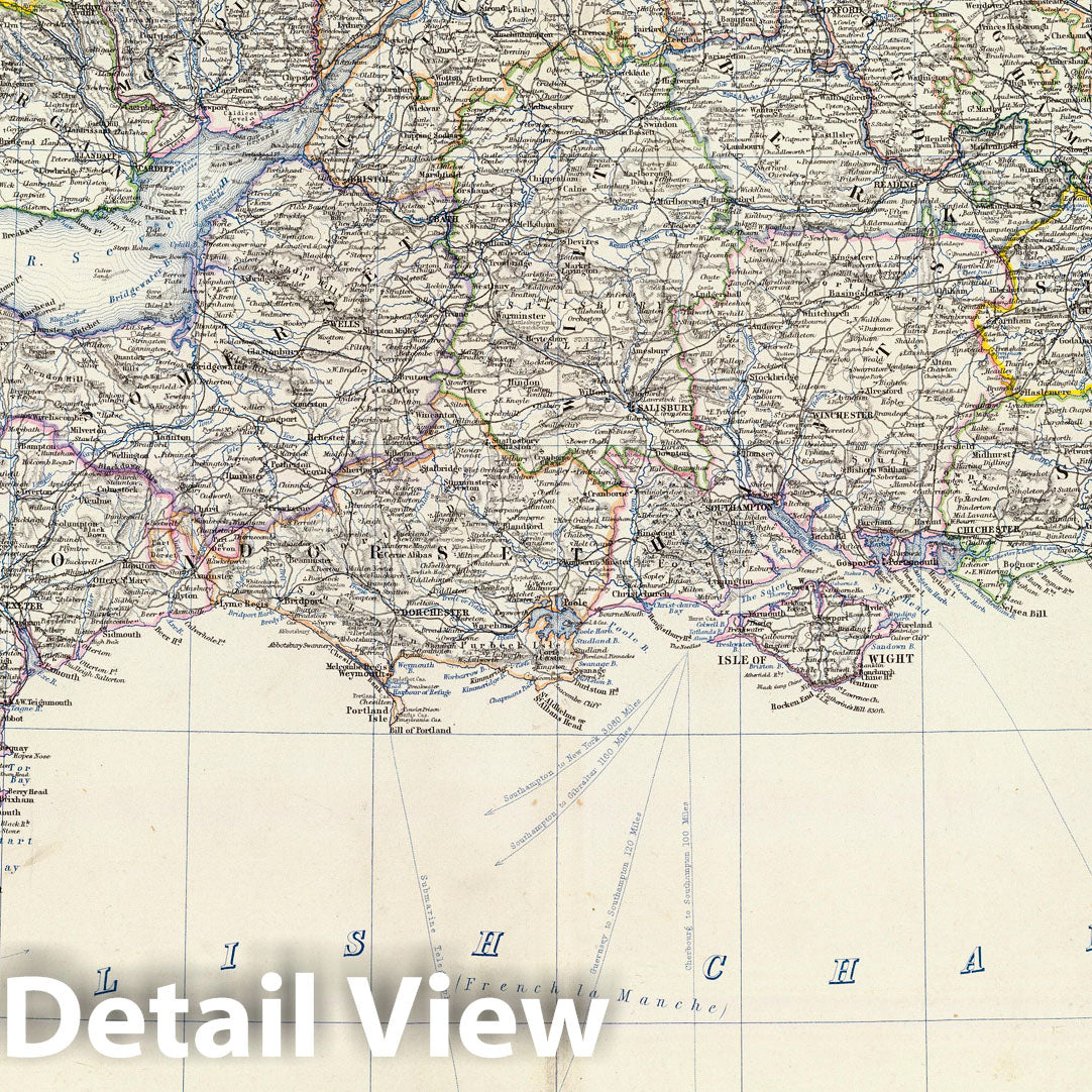 England and Wales, Southern Sheet - Boundary Map, 1861 - Historical Map Print