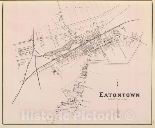 Historic Map : State Atlas Map, Eatontown. 1878 - Vintage Wall Art
