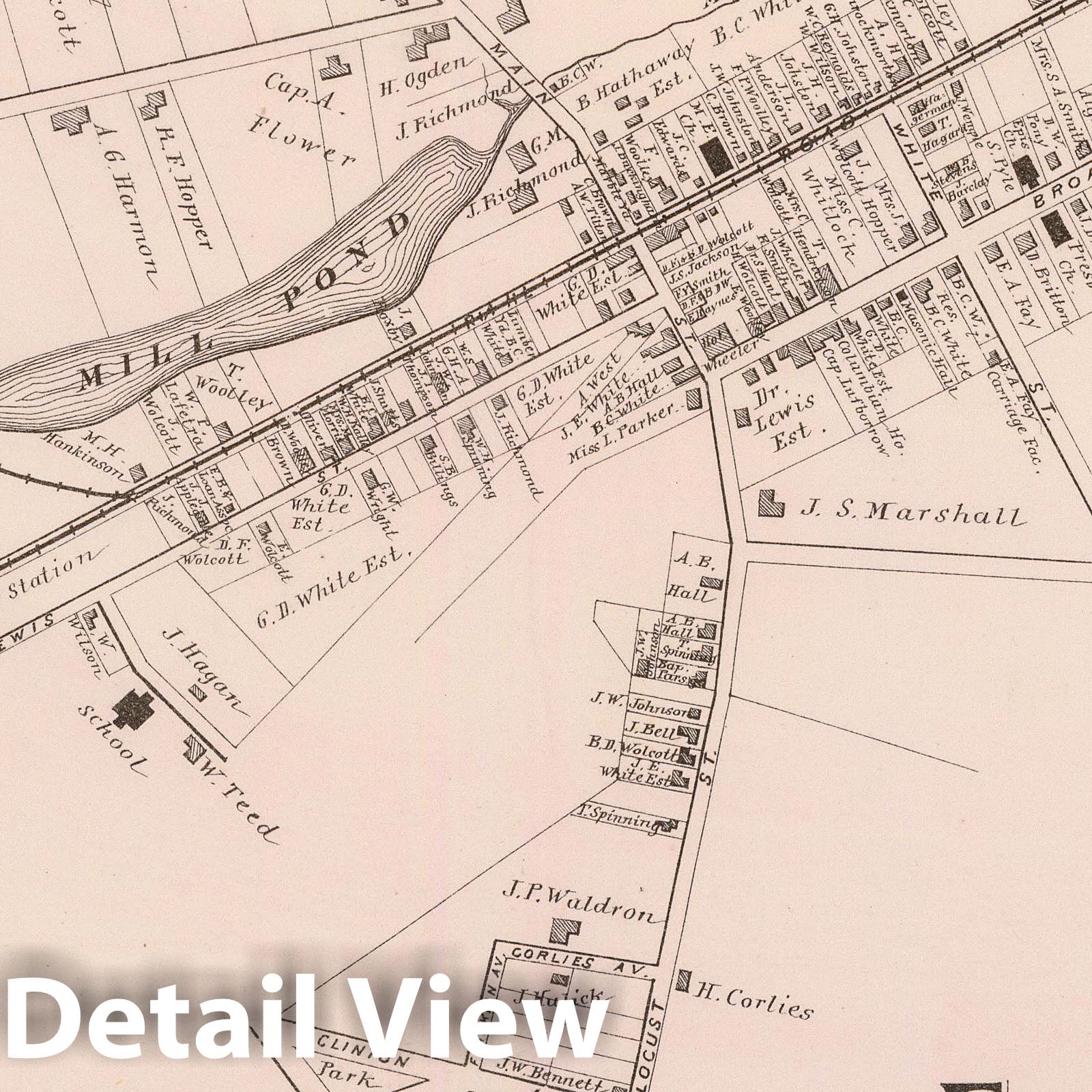Historic Map : State Atlas Map, Eatontown. 1878 - Vintage Wall Art