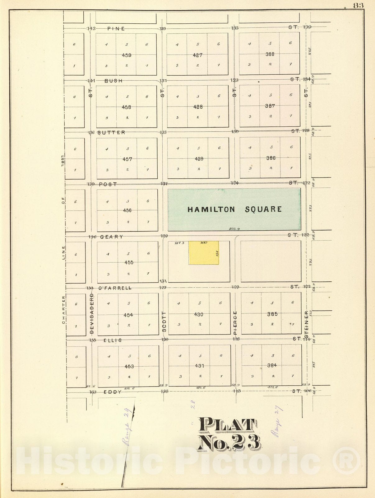 Historic Map : City Atlas Map, Plat 23 [San Francisco 1876 - Vintage Wall Art