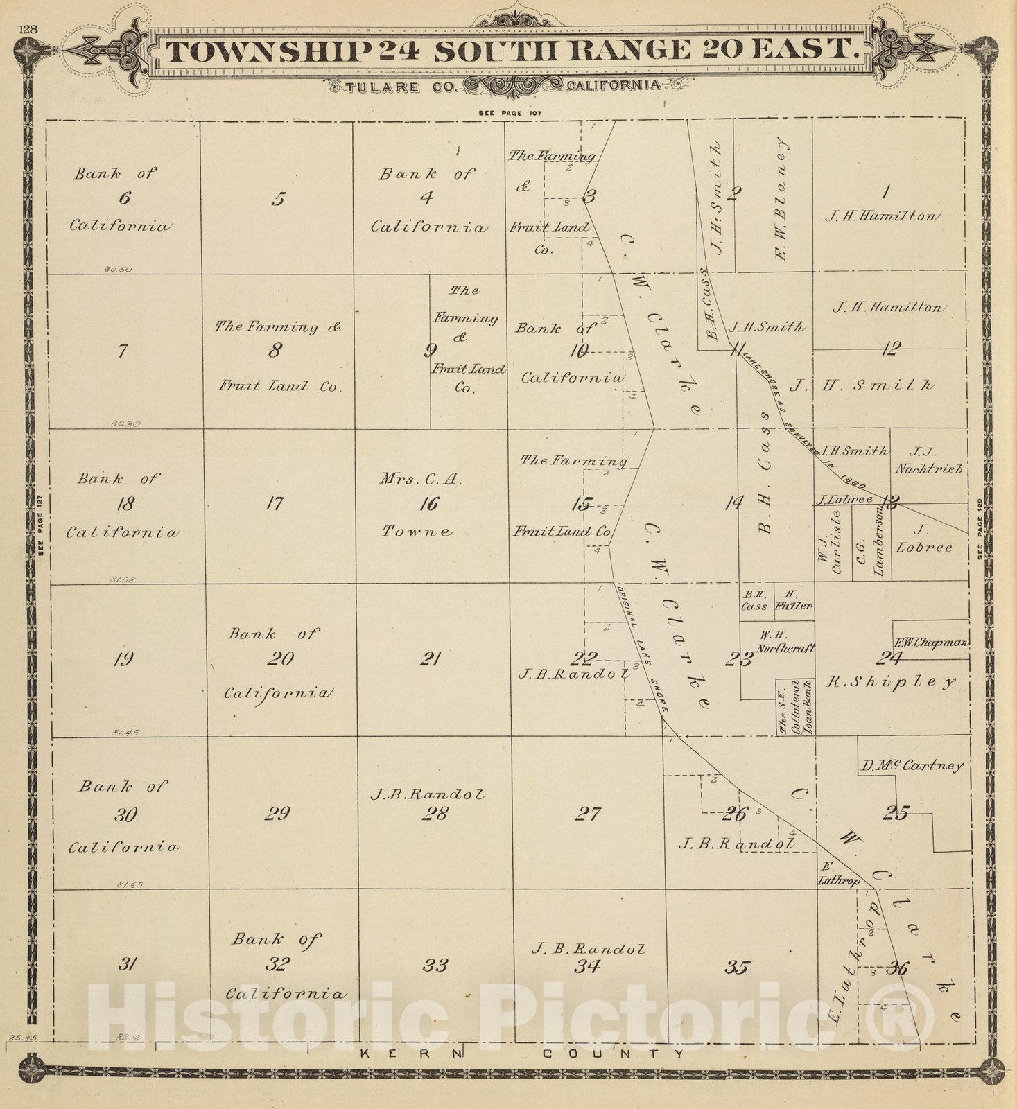 Historic Map : County Atlas Map, T.24S R.20E. 1892 - Vintage Wall Art