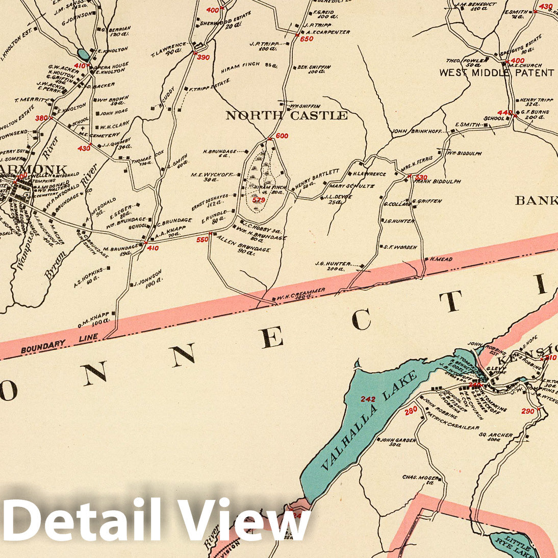 North Castle, Westchester County, New York - Road Map, 1893