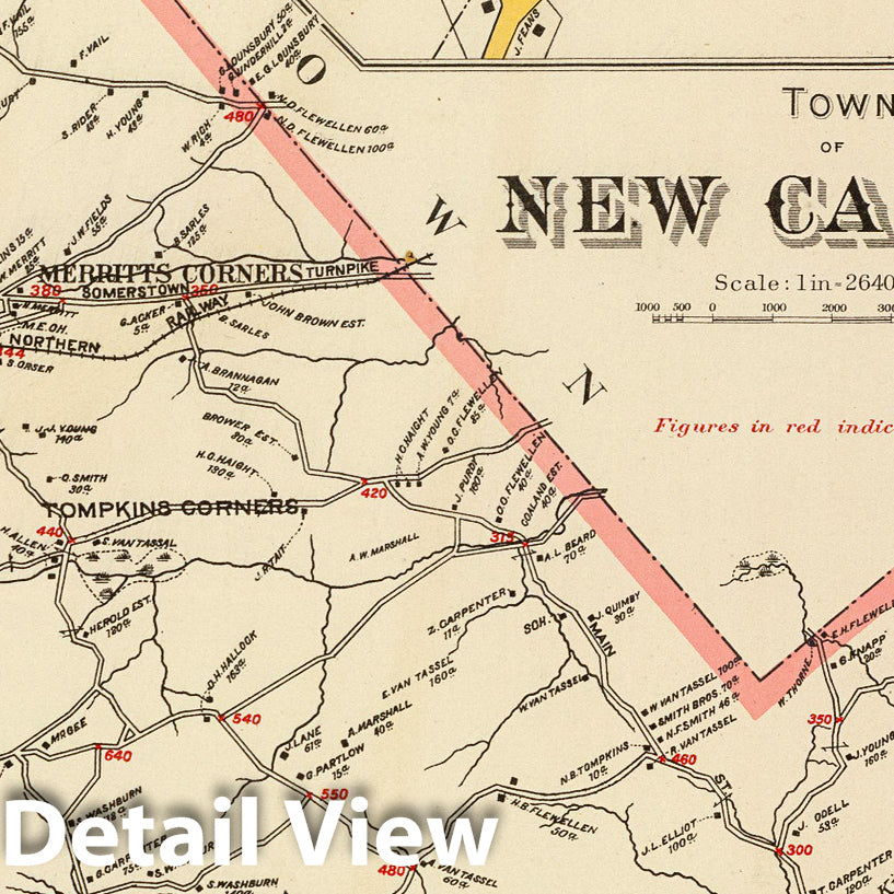Mount Kisco and New Castle, New York - Road Map, 1893