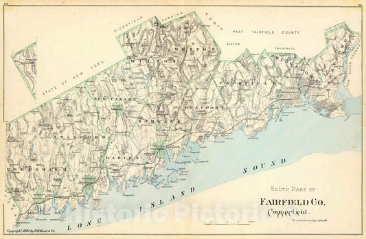 Historic Map : State Atlas Map, Fairfield Co. S. 1893 - Vintage Wall Art