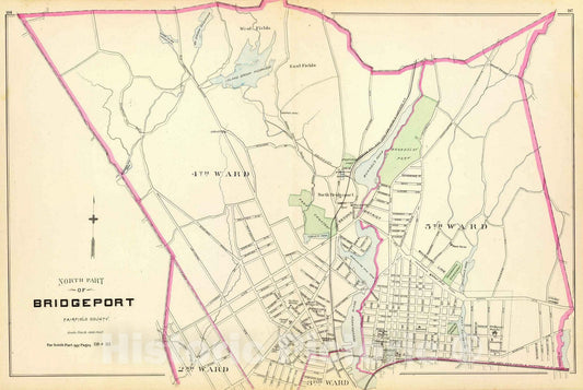 Historic Map : State Atlas Map, Bridgeport, north. 1893 - Vintage Wall Art