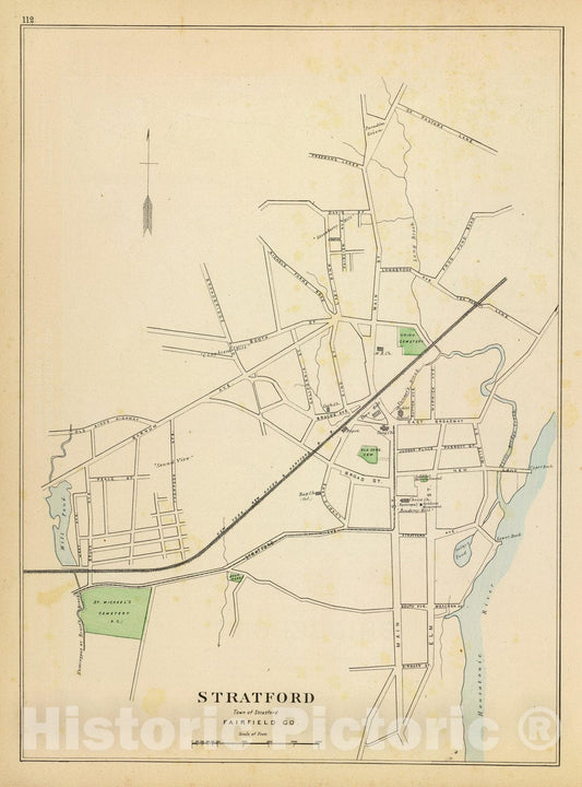 Historic Map : State Atlas Map, Stratford. 1893 - Vintage Wall Art