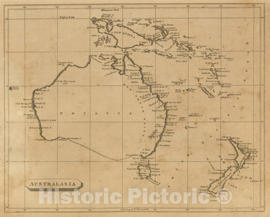 Historic Map : World Atlas Map, Australasia. 1812 - Vintage Wall Art