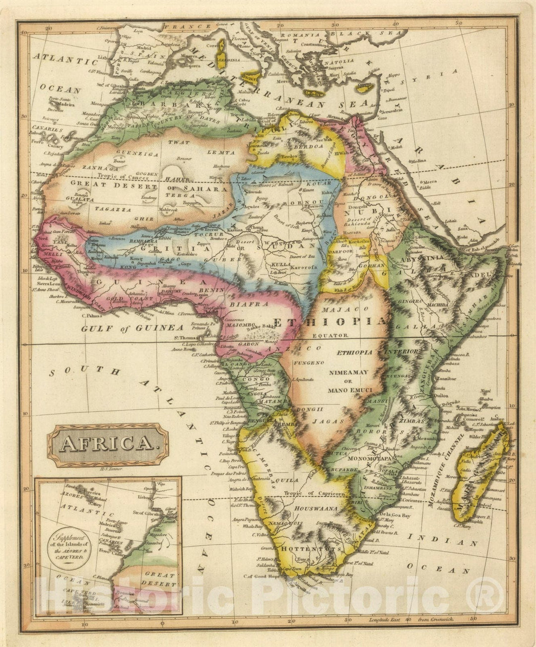 Historic Map : World Atlas Map, Africa. 1822 - Vintage Wall Art