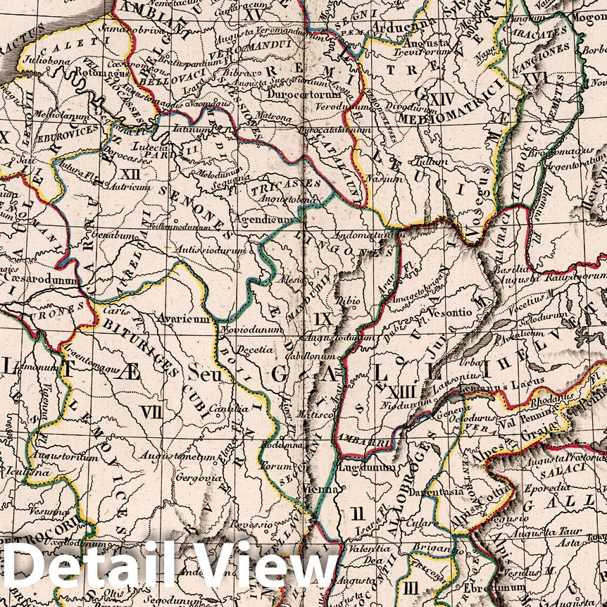 Ancient Gaul, 1825 - Historical Map Print