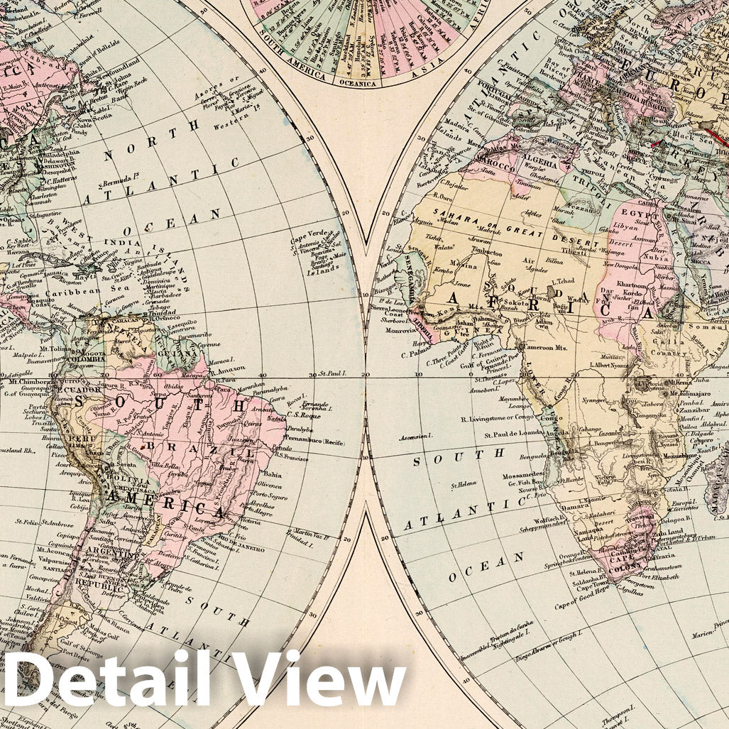Eastern Hemisphere and Western Hemisphere - Railroad Map, 1879
