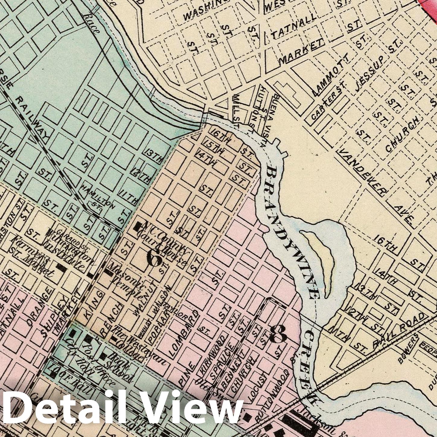 Wilmington, Delaware - Railroad Map, 1884 - Historical Map Print
