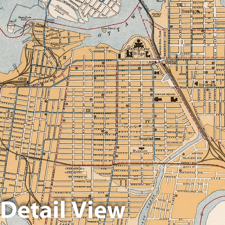 Historic Map : Canada , Ottawa, Otawa 1915 , Vintage Wall Art