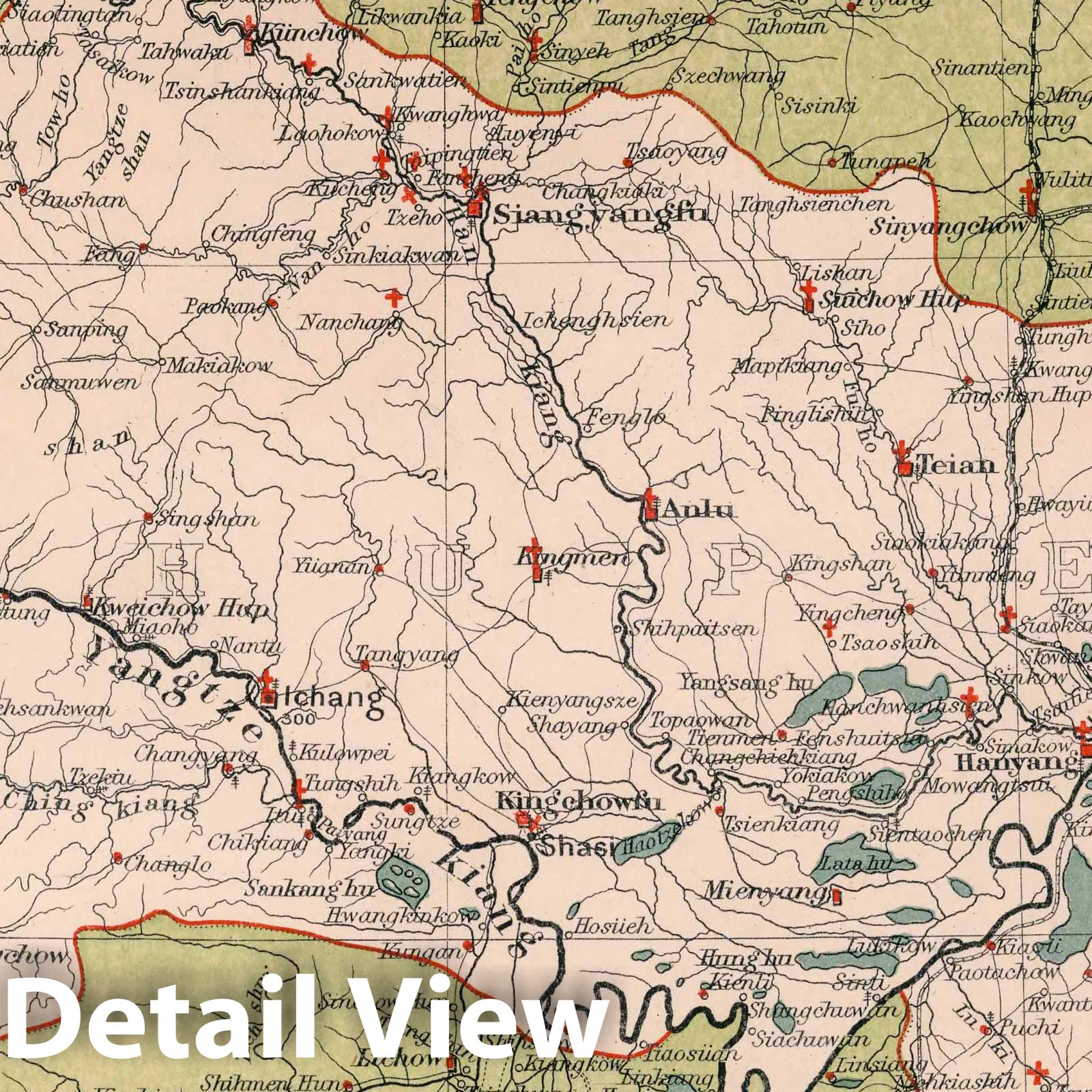 Hupeh Province, China - Railroad Map, 1908 - Historical Map Reproduction