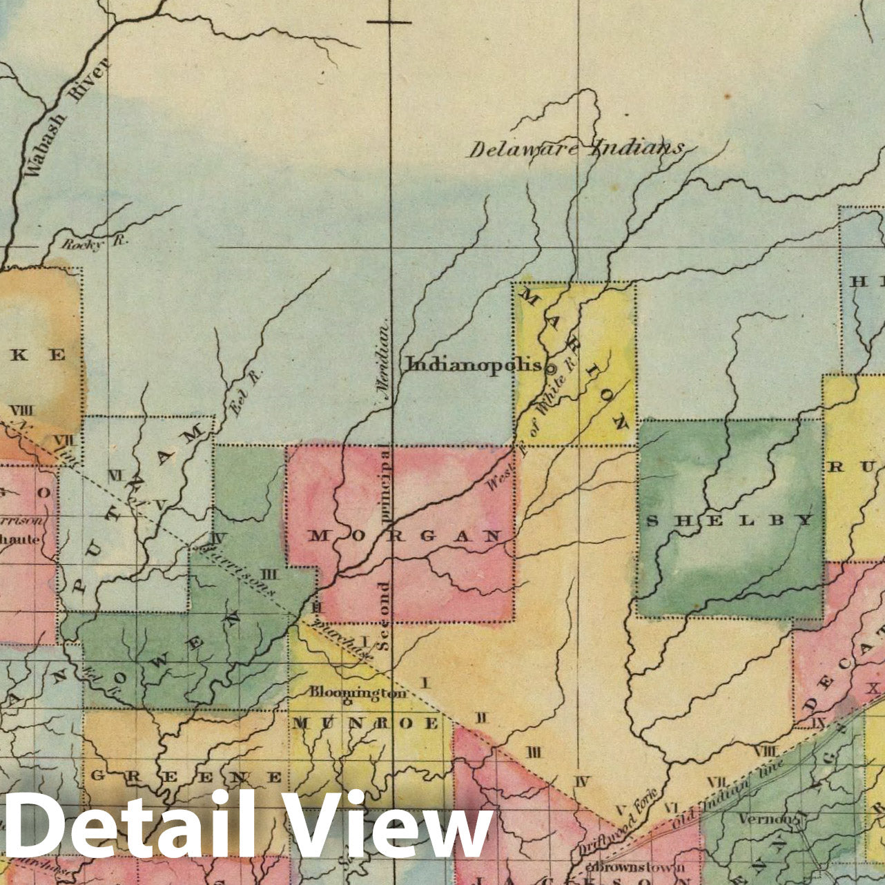 Indiana - River Map, 1823 - Historical Map Print