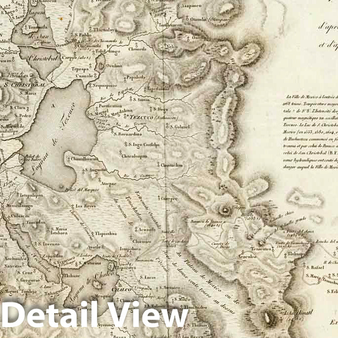 Valley of Mexico and Surrounding Mountains, 1808 - Historical Map Print