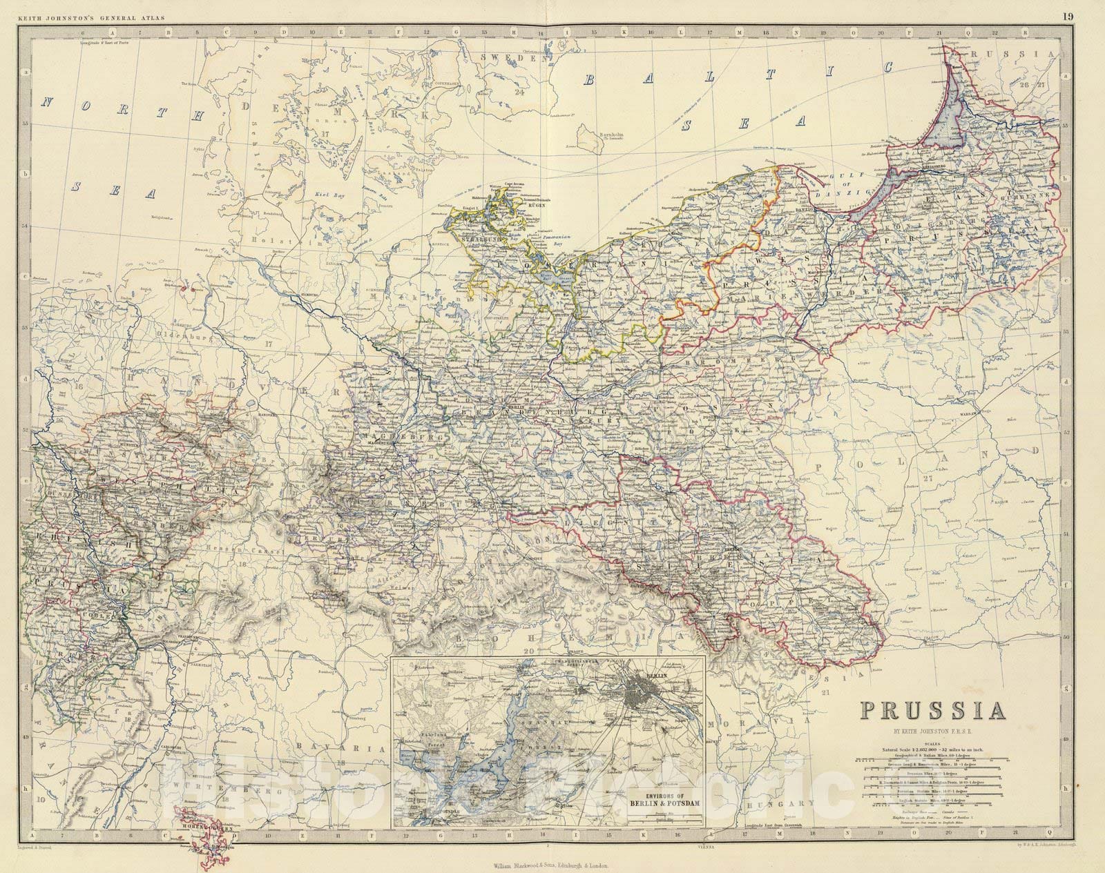 Historic Map : World Atlas Map, Prussia. 1861 - Vintage Wall Art