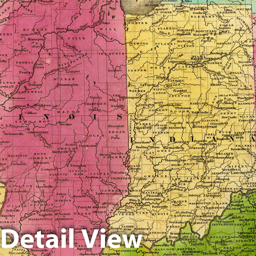 Western States with Upper Michigan, 1842 - Smiley's Atlas Historical Map Print
