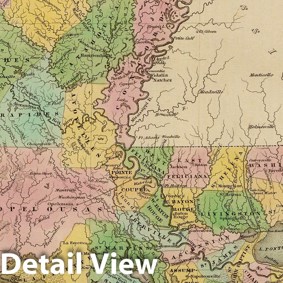 Louisiana, 1838 - Historical Map Print from Bradford's Illustrated Atlas