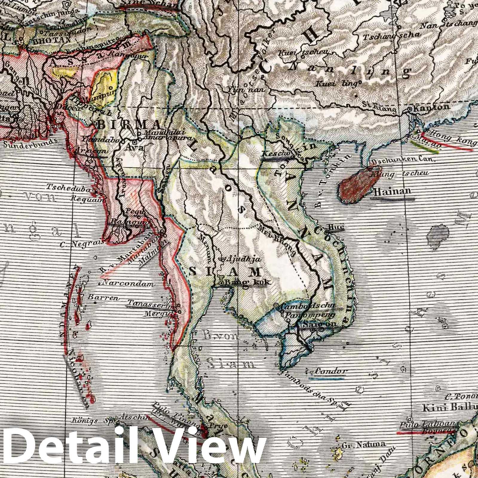 East Indies and China, 1872 - Historical Map Print