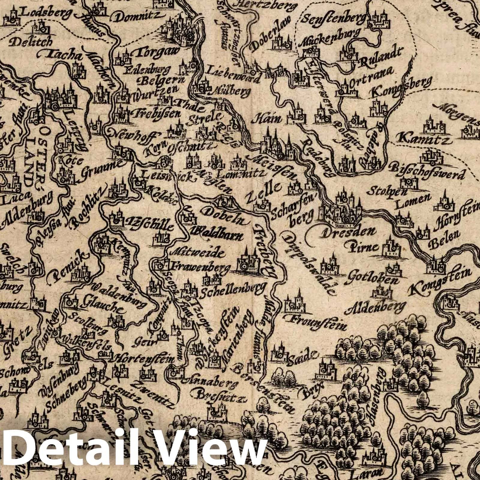 Misnia and Lusatia, 1600 - Historical Map Print
