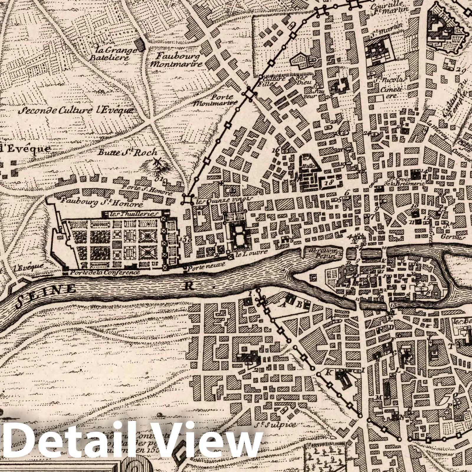 Paris, France - Plan, 1714 - Historical Map Print