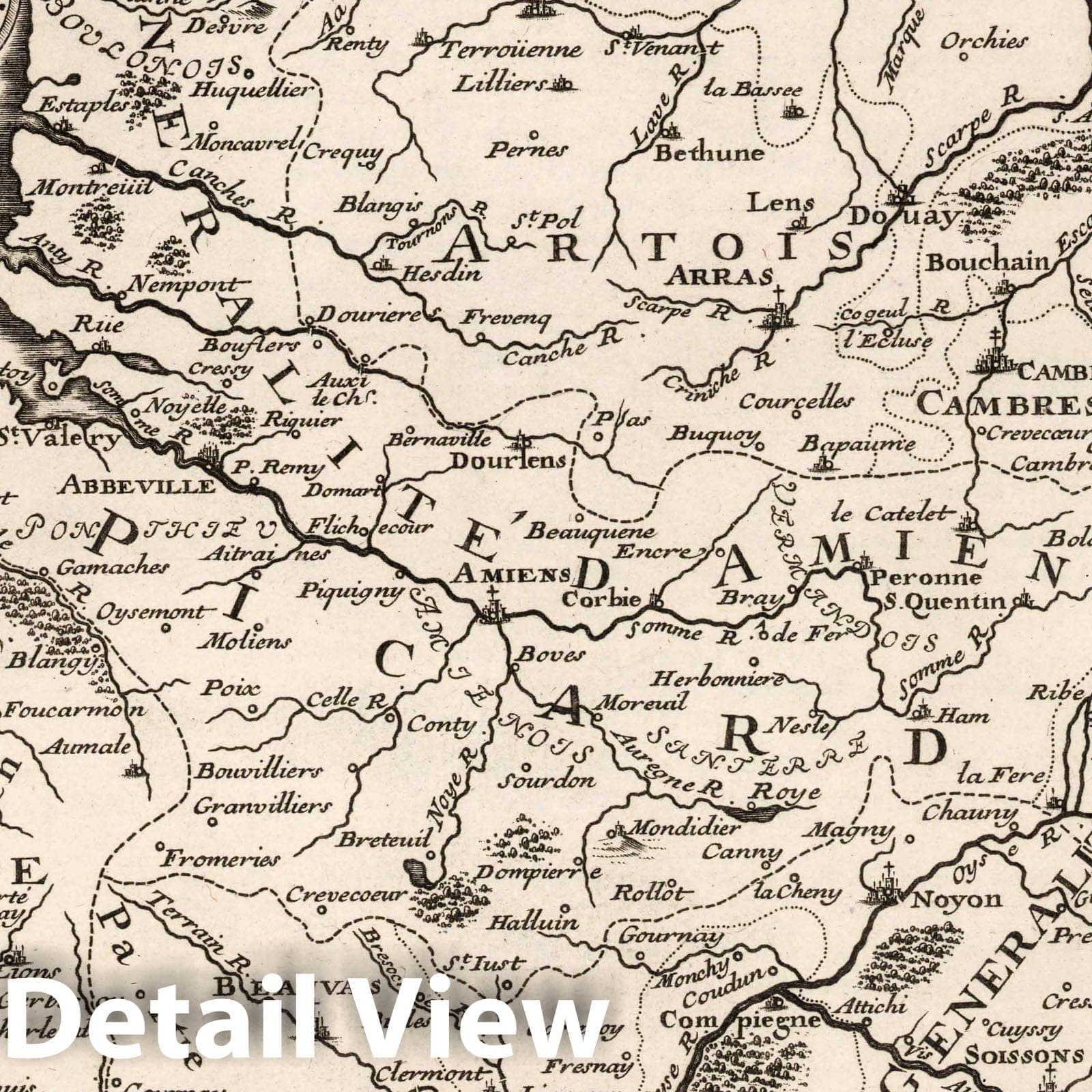 Picardy, 1705 - Historical Map Print from L'Atlas Curieux
