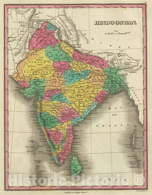 Historic Map : Classical Atlas Map, Hindoostan. 1831 - Vintage Wall Art