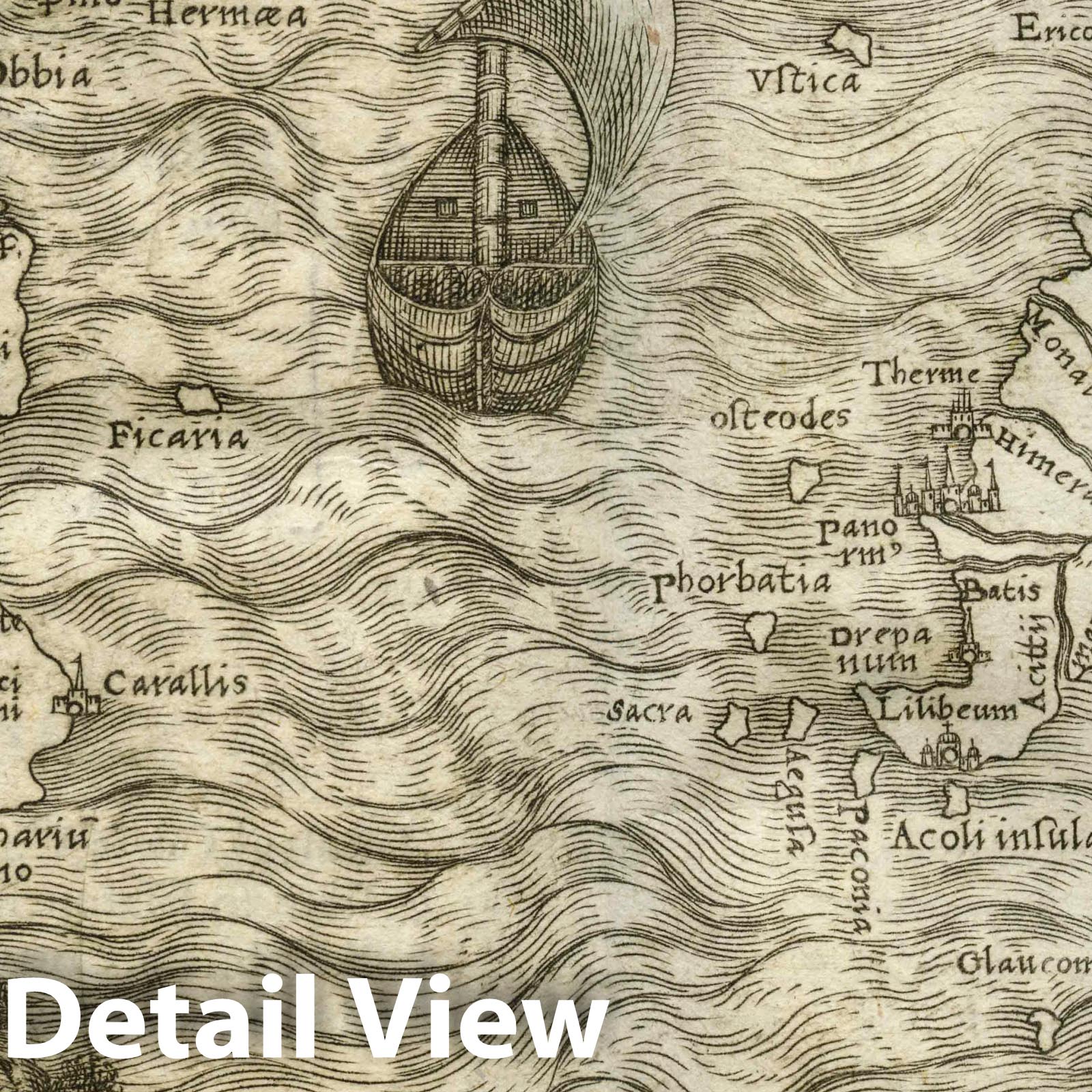Sardinia and Sicily, Italy - Route Map, 1548 - Historical Map Print