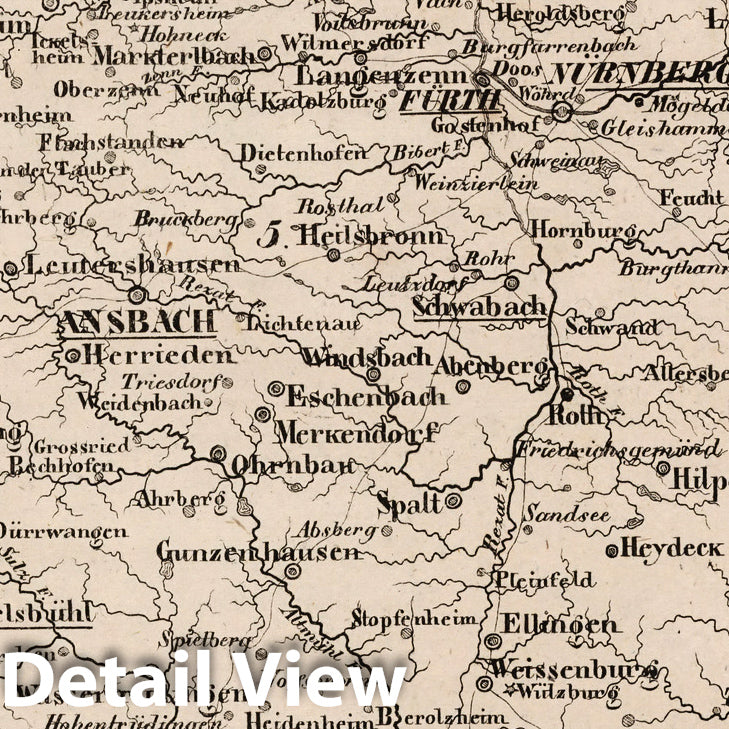 Bavaria, Rezat District - Boundary Map, 1825 - Historical Map Print