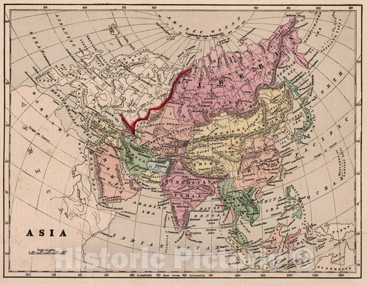 Historic Map : World Atlas Map, Asia. 1856 - Vintage Wall Art