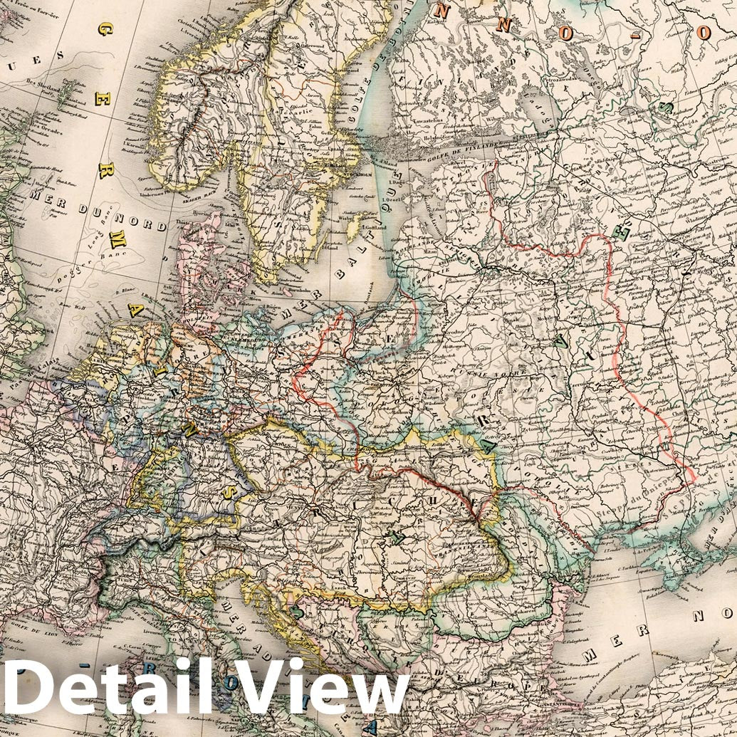 Europe 1864 Historical Map Print - Hand-Colored Atlas Reproduction