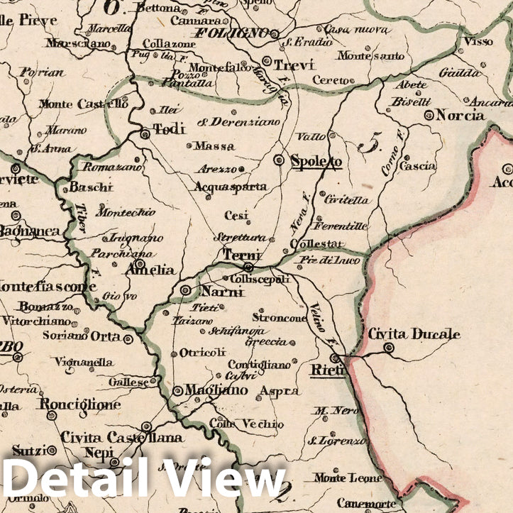 Papal States and Rome, Italy - Boundary Map, 1829 - Historical Map Print