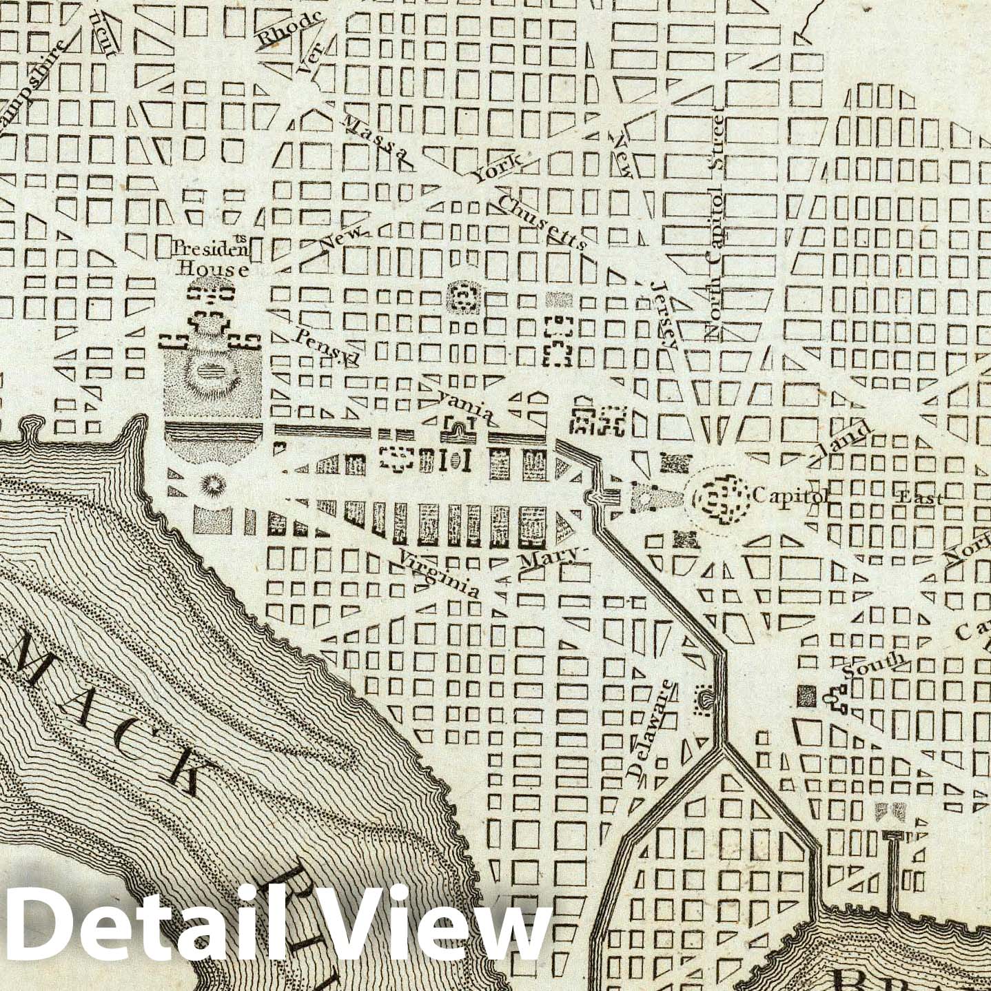 Washington, District of Columbia 1794 Historical Map Print